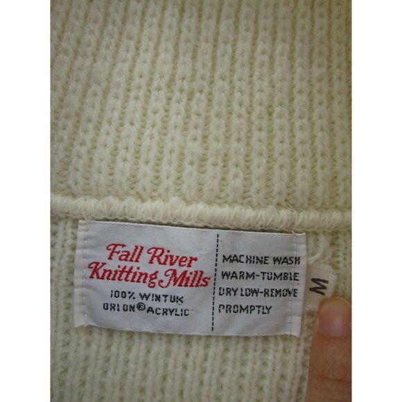 VINTAGE Fall River Knitting Mills Sweater Medium Cardigan 60s Shawl * - Picture 8 of 9
